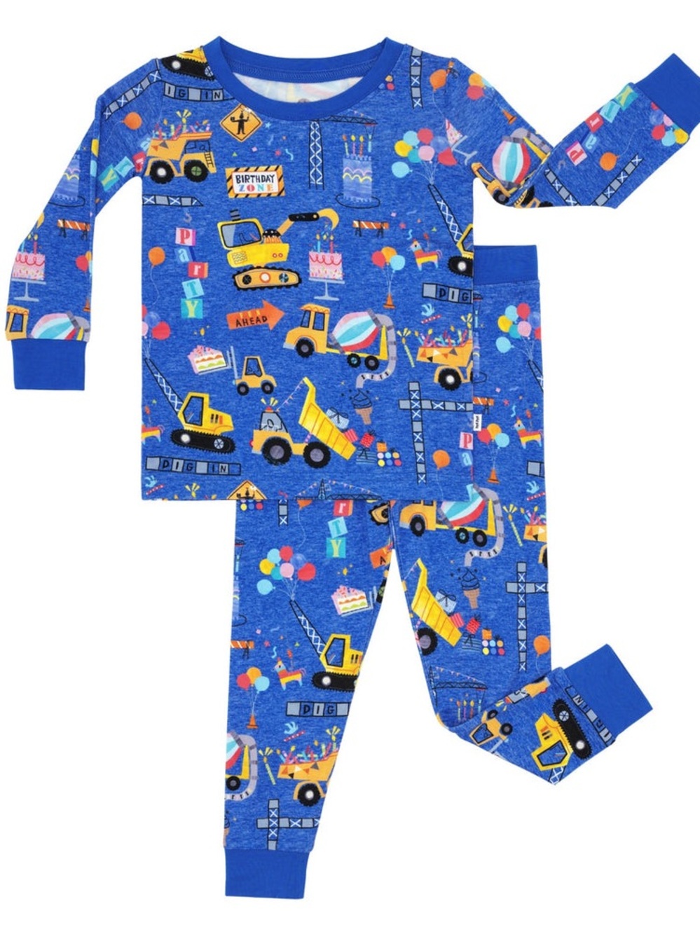 Little Sleepies Birthday Builders Bamboo Pajama Set 4T GUC